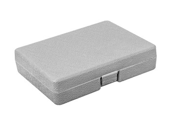 Gray plastic case isolated on a white background. Weapon case.