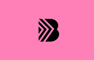 pink black B alphabet letter logo icon design with geometric lines. Creative template for company and business