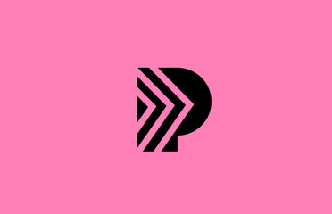 pink black P alphabet letter logo icon design with geometric lines. Creative template for company and business
