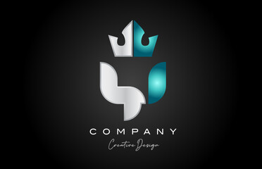 blue grey Y alphabet letter logo icon design. Creative crown king template for business and company