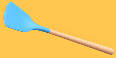 Silicon solid turner or kitchen utensils on orange background.