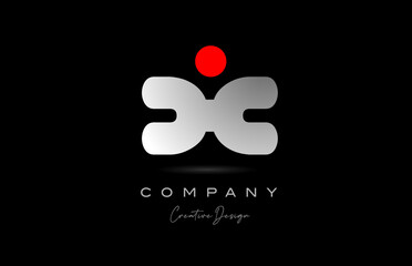 Fototapeta na wymiar red grey X alphabet letter logo icon design with dot. Creative polygon template for business and company