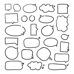 Obraz premium Speech bubbles set. Doodle style hand drawn sketch. Vector illustration isolated on white background