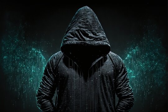  a man in a black hoodie standing in the rain, with a dark background He appears to be in a state of distress, likely due to the fact that he has been robbed by a h