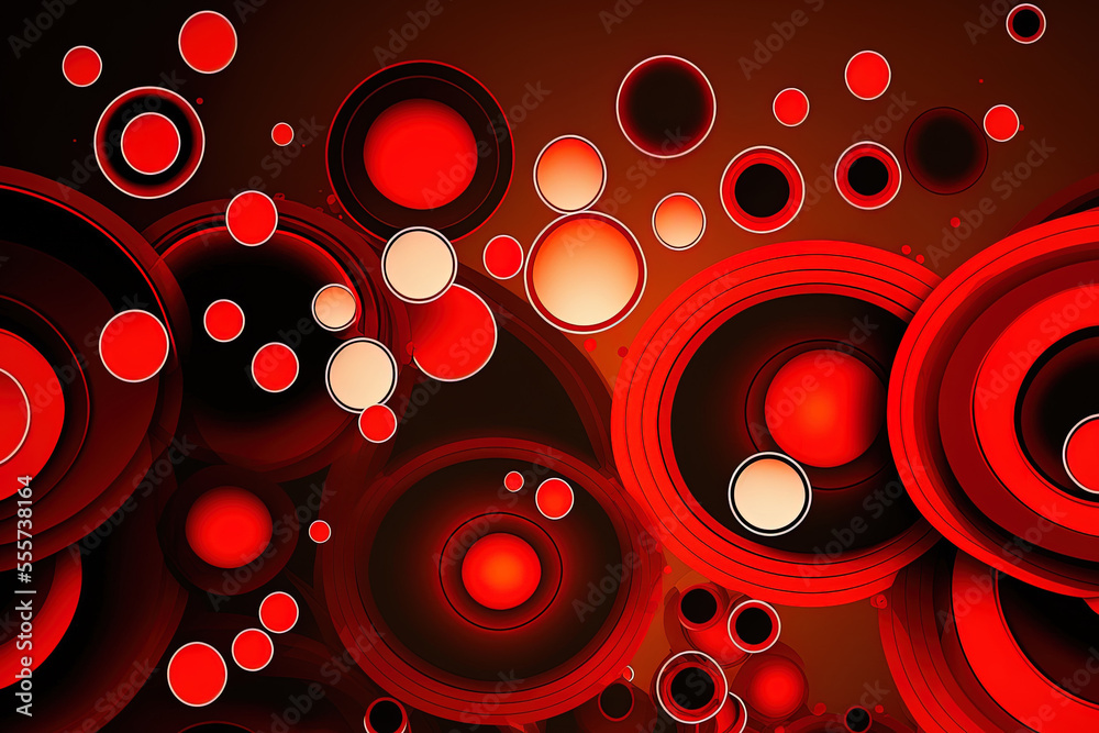 Sticker abstract backdrop circles in blazing red for the backdrop. generative ai