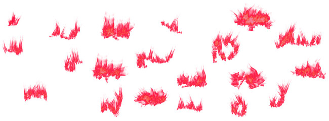 Crimson translucent flame with a bluish and aquamarine fire core. Isolated on transparent. png format.