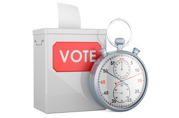 Ballot box with stopwatch, 3D rendering