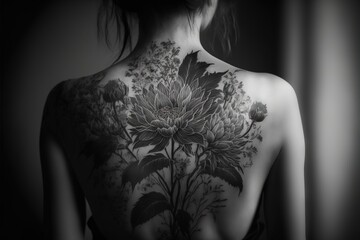 a woman with a tattoo on her back