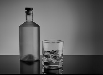 Black and white drinks shot, With a gradient in the background.
