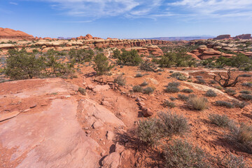 hiking the chesler park loop trail in the needles in canyonlands national park, usa