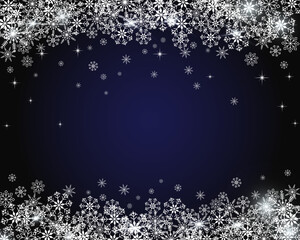 Shiny design template with snowflakes for web, posters, posrcards, greeting cards. Christmas and New Year background