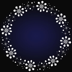 Shiny design template with snowflakes for web, posters, posrcards, greeting cards. Christmas and New Year background
