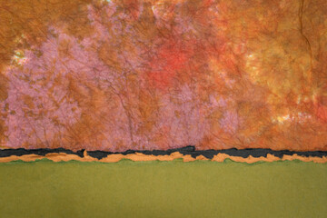 fantasy paper landscape created with marbled lokta paper and sheets of handmade rag paper