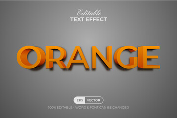 Orange 3D Text Effect Long Shadow Style. Editable Text Effect.