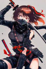 Naklejka premium Manga Mangagirl Comic Anime Asiatisch Grafik Cartoon Generative AI Digital ART Illustration Backdrop Hintergrund Cover 