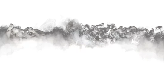 Zelfklevend Fotobehang Ink white, gray color smoke wave blot on Png transparent Abstract background. . © Liliia