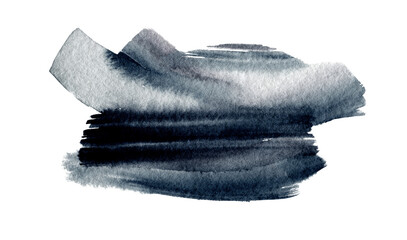 Black Watercolor flow brushstroke blot smear Painting colors. Abstract texture stain on Png tranparent background.