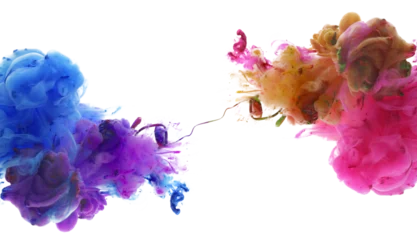 Meubelstickers Ink blue, magenta color smoke wave blot on Png transparent Abstract background. © Liliia