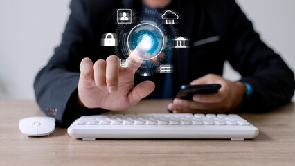 Cyber Protection Data Security Internet Privacy Internet technology concept on virtual screen.