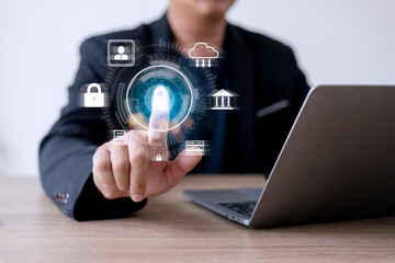 Cyber Protection Data Security Internet Privacy Internet technology concept on virtual screen.