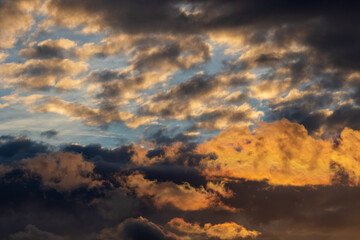 sky with clouds  and lots of colours at sunset