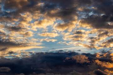 sky with clouds  and lots of colours at sunset