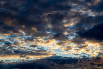 sky with clouds  and lots of colours at sunset