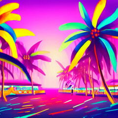 Pastel and Neon Palmtrees and Beaches