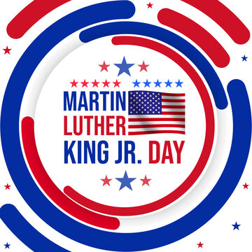 Martin Luther King Jr. Day Wallpaper background with American flag and typography illustration. National holiday concept backdrop