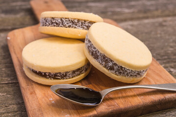 Alfajores delicious traditional Argentine, of caramel sauce
