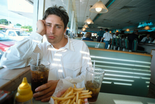 Portrait of Man in Diner