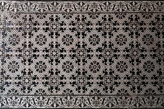 Fragment of glazed Andalusian ceramic tiled wall
