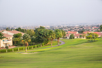 Fototapeta premium Beautiful view of the green lawn in Sheikh Zayed, Egypt