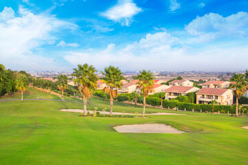 Fototapeta premium Beautiful view of the green lawn in Sheikh Zayed, Egypt