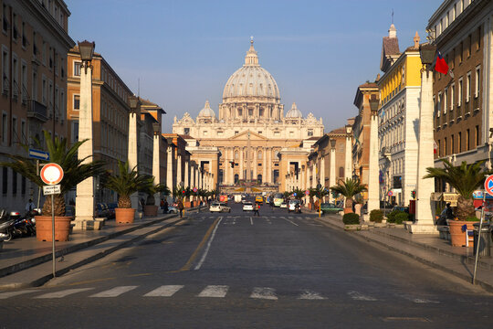 St Peter's Basilica and Vie della Conciliazione, Rome, Italy