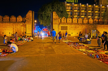Tha small market at the Pae Gate, Chiang Mai, Thailand