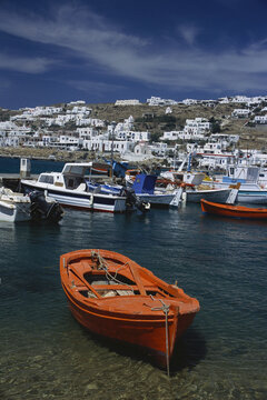 Fishing Boats in Harbor, Mykonos, Greece