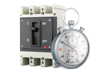 Circuit breaker with stopwatch, 3D rendering