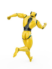 cyber tiger is running rear view