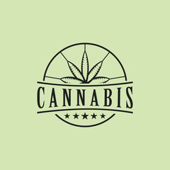 Cannabis as a logo design. Illustration of cannabis as a logo design on a green background - 555750183