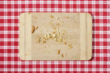 Cutting Board with Bread Crumbs