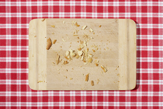 Cutting Board with Bread Crumbs