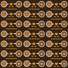 Seamless pattern with coffee cups and coffee beans