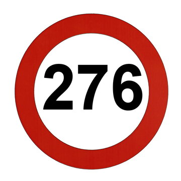 Illustration des Stra&szlig;enverkehrszeichens "Maximale Geschwindigkeit 276 Kilometer pro Stunde"	