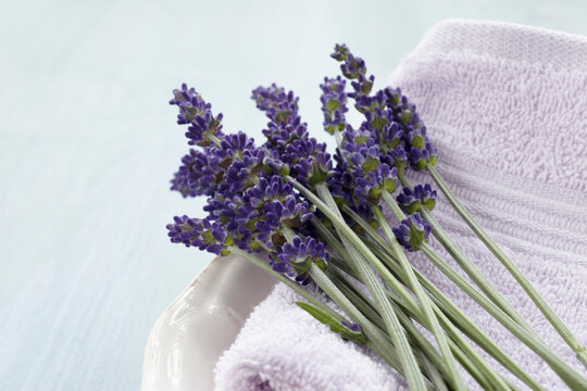Close-up of Lavender and Towel