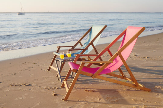 Beach Chairs, Biscarrosse, Landes, Aquitaine, France