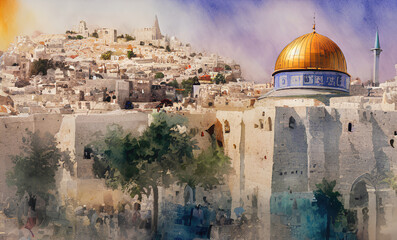 Fototapeta premium jerusalem israel bright abstract art.
