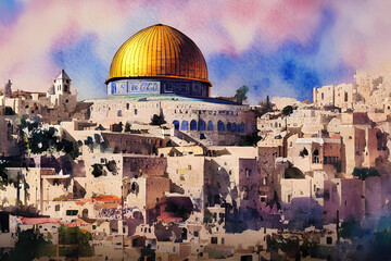 Obraz premium jerusalem israel bright abstract art.