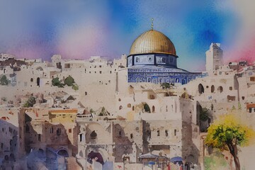 Naklejka premium jerusalem israel bright abstract art.
