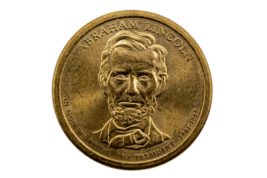 Abraham Lincoln Presidential one dollar Coin, Presidential dollar coin 2010, 16th president 1861 - 1865 